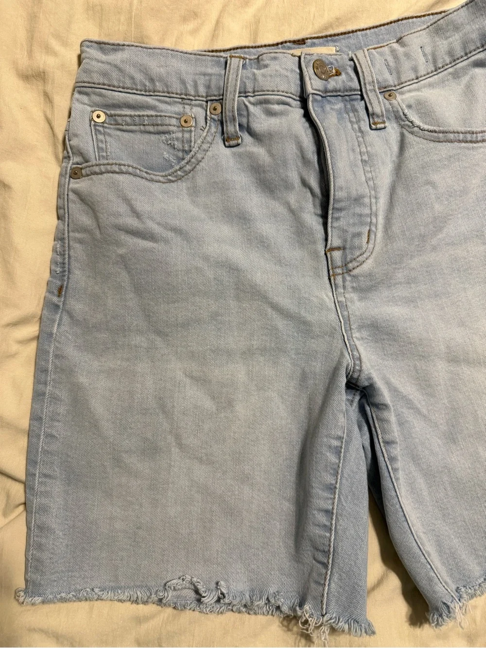 Madewell High-Rise Long Denim Bermuda Shorts Hedrick Wash